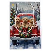 Sac Cadeau Moyen Havanese Christmas Red Truck Holiday (Devant)