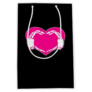 Sac Cadeau Moyen Heart Skeleton mains gothique Valentine classique