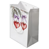 Sac Cadeau Moyen Hearts Trees Red Purple Bows Christmas (Dos Angle)