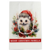 Sac Cadeau Moyen Hedgehog Ajouter Nom du récipiendaire Noël mignon (Dos)
