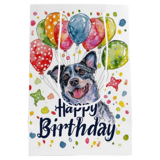 Sac Cadeau Moyen Hélicoptère bleu avec ballons (Dos)