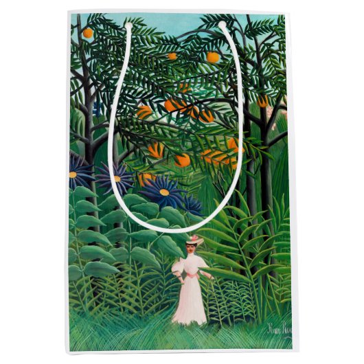 Sac Cadeau Moyen Henri Rousseau - Une femme marche dans une forêt e (Devant)