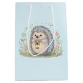 Sac Cadeau Moyen Hérisson mignon avec lanterne (Devant)