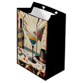 Sac Cadeau Moyen Heure Cocktail Mi-Siècle - Nouvel An (Devant Angle)