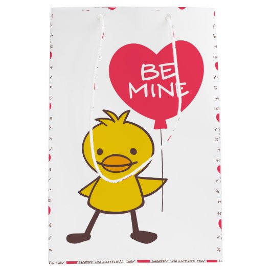 Sac Cadeau Moyen Heureuse Sainte-Valentin Duckling BE MINE (Devant)