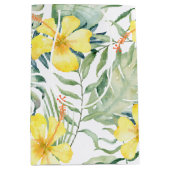 Sac Cadeau Moyen Hibiscus Floral Jaune Tropical pour Mariage (Devant)