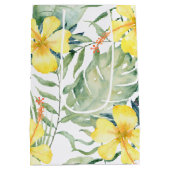 Sac Cadeau Moyen Hibiscus Floral Jaune Tropical pour Mariage (Dos)