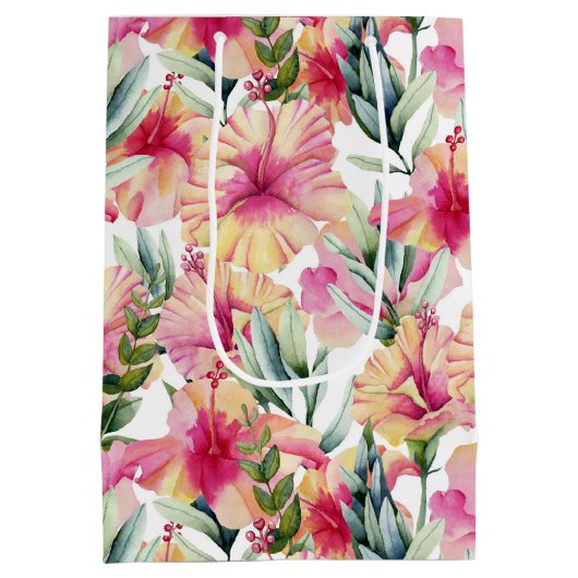 Sac Cadeau Moyen Hibiscus Flowers pour 60e anniversaire (Dos)