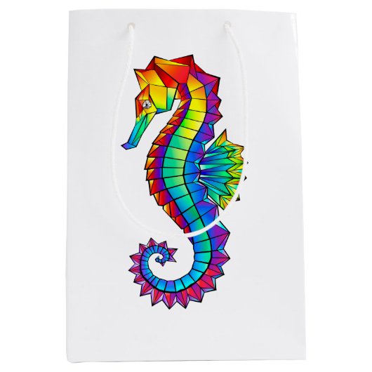 Sac Cadeau Moyen Hippocampe polygonal arc-en-ciel (Devant)