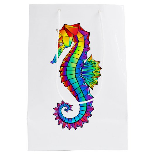 Sac Cadeau Moyen Hippocampe polygonal arc-en-ciel (Dos)