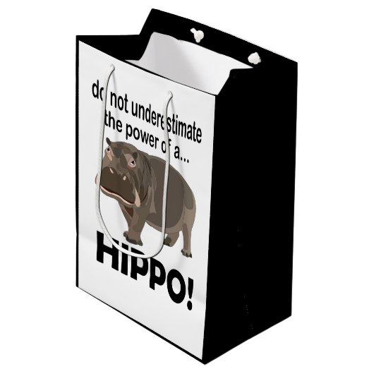 Sac Cadeau Moyen Hippopotamus Animal drôle Hippo (Devant Angle)