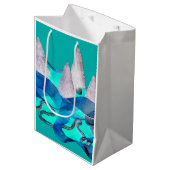 Sac Cadeau Moyen Hiver blanc Noël arbres élégants (Devant Angle)