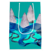 Sac Cadeau Moyen Hiver blanc Noël arbres élégants (Dos)