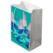 Sac Cadeau Moyen Hiver blanc Noël arbres élégants (Dos Angle)