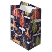 Sac Cadeau Moyen Hiver des rennes Whimsical (Devant Angle)