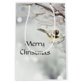 Sac Cadeau Moyen hiver Frosty Tree Chickadee Bird Noël (Devant)