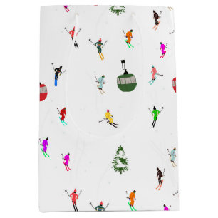 Sac Cadeau Moyen Hiver Skieurs de descente Motif de ski