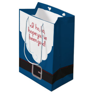 Sac Cadeau Moyen Ho Ho Espoir Vous Avez Été Sage - Bleu Cobalt