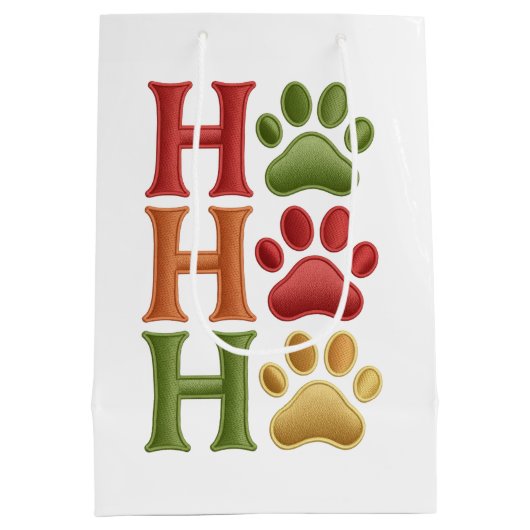 Sac Cadeau Moyen Ho Ho Ho Dog Paws (Dos)