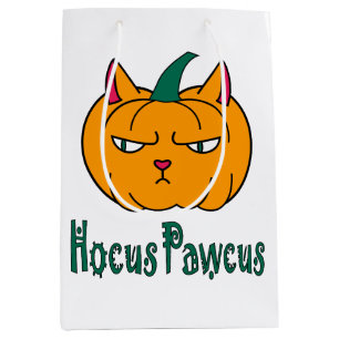 Sac Cadeau Moyen Hocus pawcus Halloween citrouille ginger cat magie