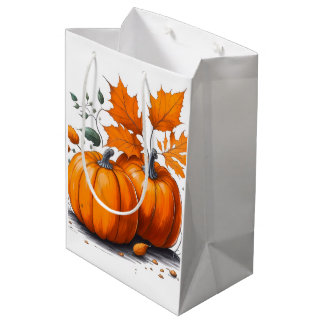 Sac Cadeau Moyen Holiday Blessings Pumpkins Gift Bags