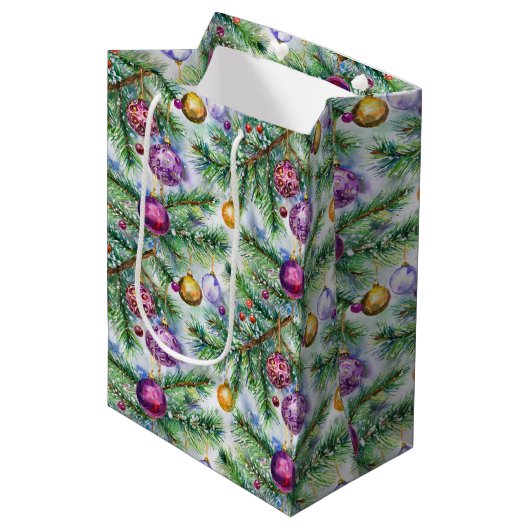 Sac Cadeau Moyen Holiday Christmas Tree Ornaments (Devant Angle)