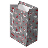 Sac Cadeau Moyen Holiday Red Patterned Longhorns Pattern (Devant Angle)