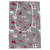 Sac Cadeau Moyen Holiday Red Patterned Longhorns Pattern (Devant)