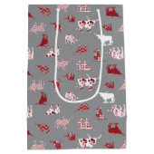 Sac Cadeau Moyen Holiday Red Patterned Longhorns Pattern (Dos)