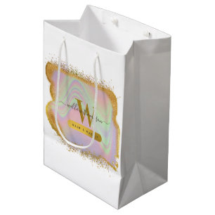 Sac Cadeau Moyen Holographique Parties scintillant Or Moderne Coiff