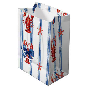 Sac Cadeau Moyen Homard Rouge Blanc Bleu Étoiles Patriotiques (5)