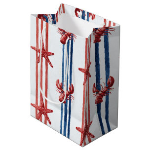 Sac Cadeau Moyen Homard Rouge Blanc Bleu Patriotique Étoiles (1)
