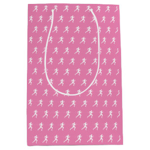 Sac Cadeau Moyen Homme coureurs Silhouette sur Arrière - plan rose