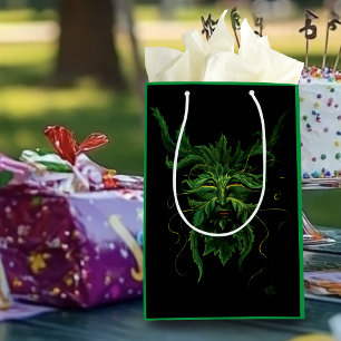 Sac Cadeau Moyen Homme Vert Fae Feuilles Noir