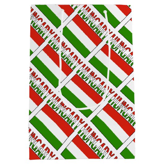 Sac Cadeau Moyen Hongrie Hongroise Drapeau Carrelé Noir Personnalis (Dos)