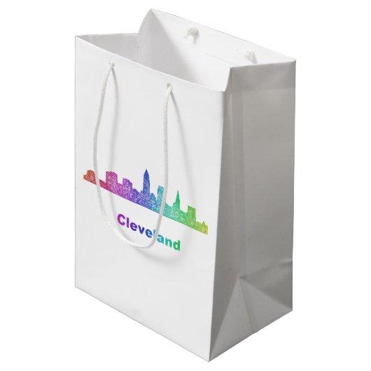 Sac Cadeau Moyen Horizon de Cleveland d'arc-en-ciel (Devant Angle)