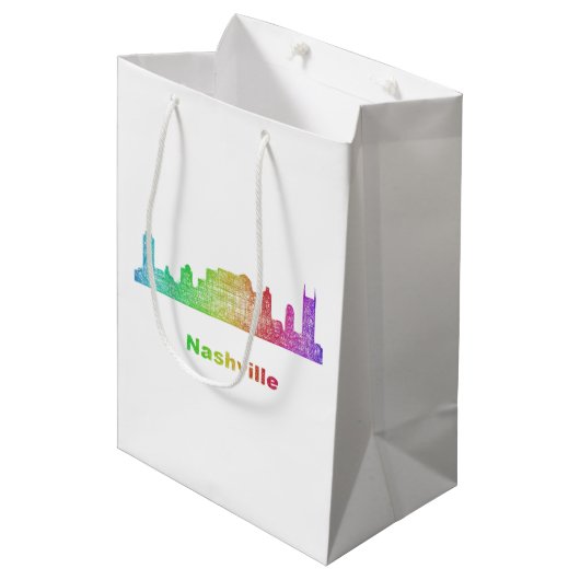 Sac Cadeau Moyen Horizon de Nashville d'arc-en-ciel (Devant Angle)