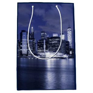 Sac Cadeau Moyen Horizon de New York baigné dans le bleu