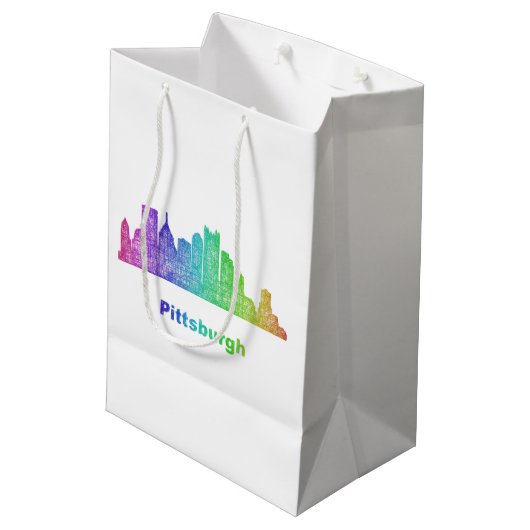 Sac Cadeau Moyen Horizon de Pittsburgh d'arc-en-ciel (Dos Angle)