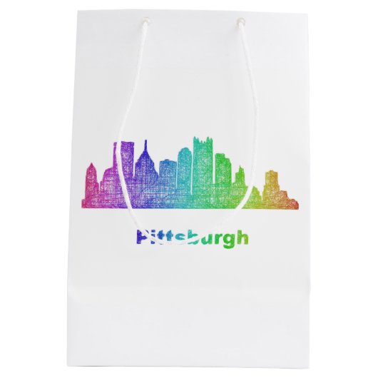 Sac Cadeau Moyen Horizon de Pittsburgh d'arc-en-ciel (Dos)