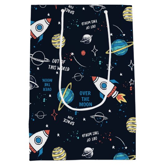 Sac Cadeau Moyen Hors de ce Motif spatial mondial (Dos)