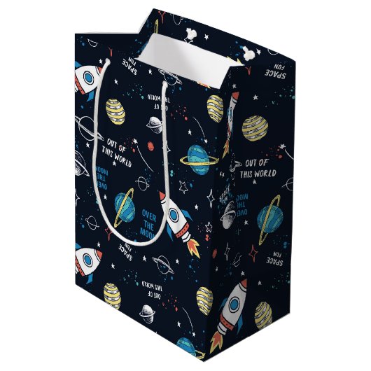 Sac Cadeau Moyen Hors de ce Motif spatial mondial (Dos Angle)