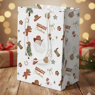 Sac Cadeau Moyen Howdy Christmas Western Cowboy