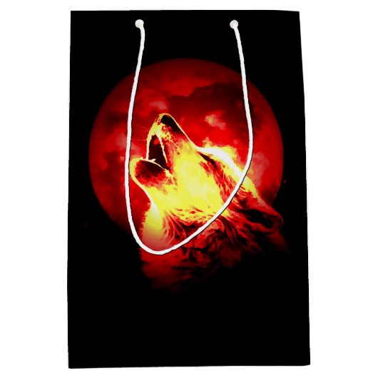 Sac Cadeau Moyen Howling Wolf à Red Night Matte