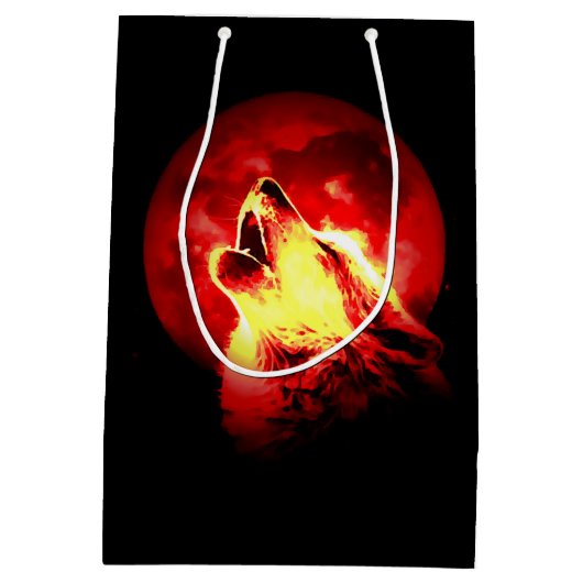 Sac Cadeau Moyen Howling Wolf à Red Night Matte