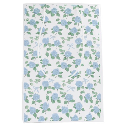 Sac Cadeau Moyen Hydrangea Bleu Tendance (Devant)