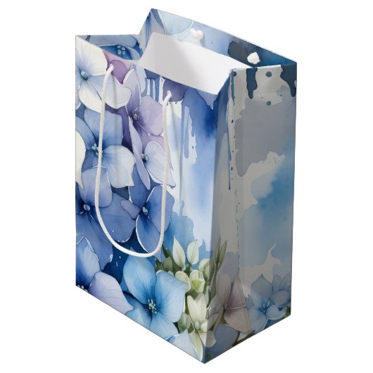 Sac Cadeau Moyen Hydrangea Pervenche Pâques (Devant Angle)