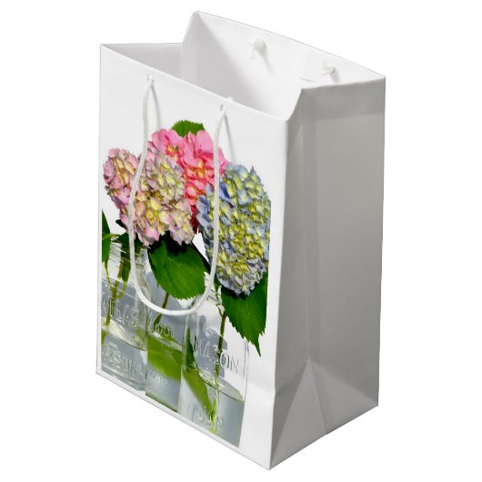 Sac Cadeau Moyen Hydrangeas et jarre de Mason (Dos Angle)