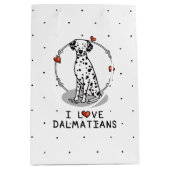 Sac Cadeau Moyen I Love Dalmatians (noir 1) Coeurs mignons (Devant)