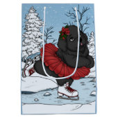 Sac Cadeau Moyen Icesking Terre-Neuve Puppy Winter Wonderland (Dos)